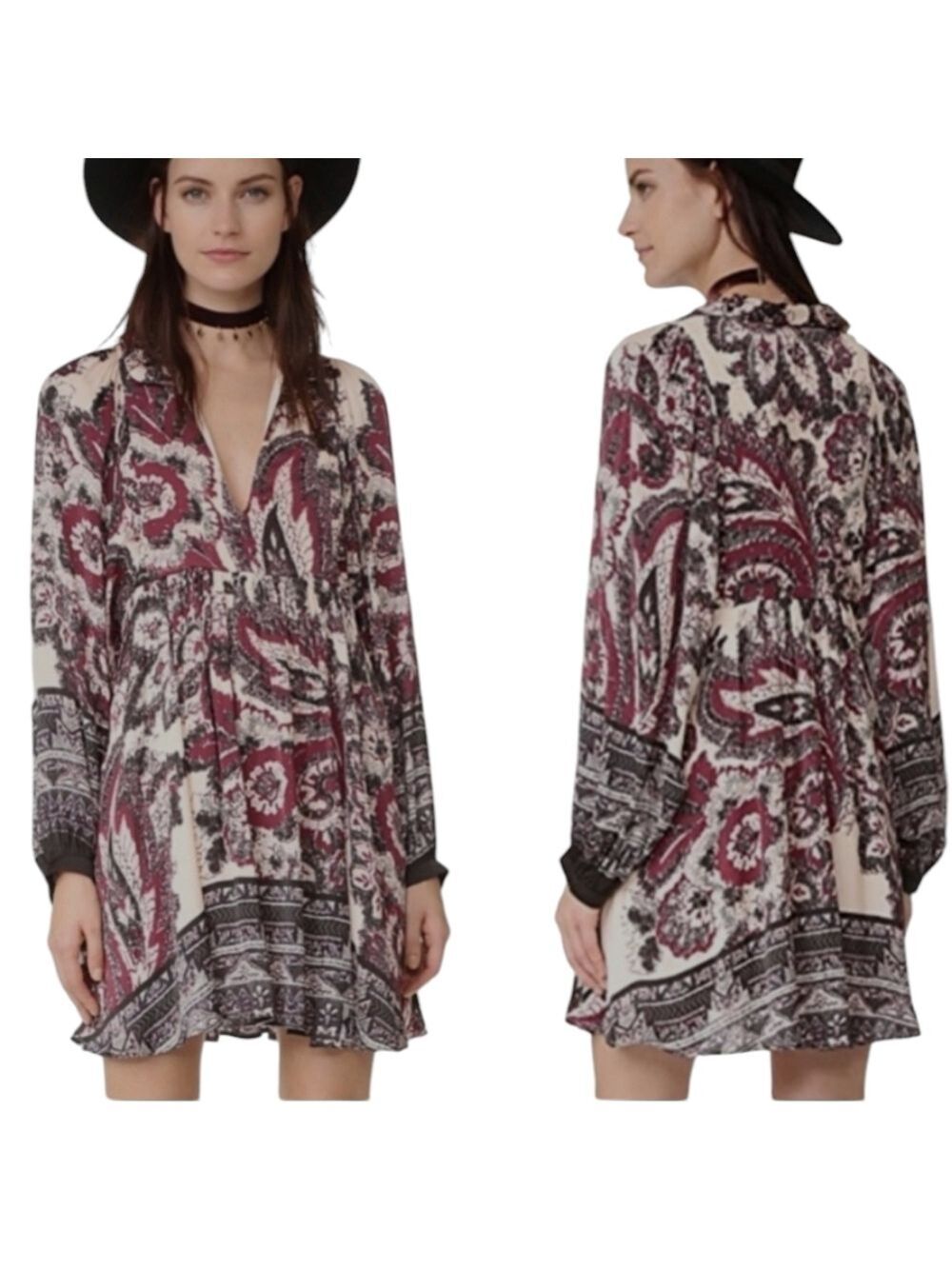 Free People Say You Love Me Long Sleeve Minidress In Ivory Combo